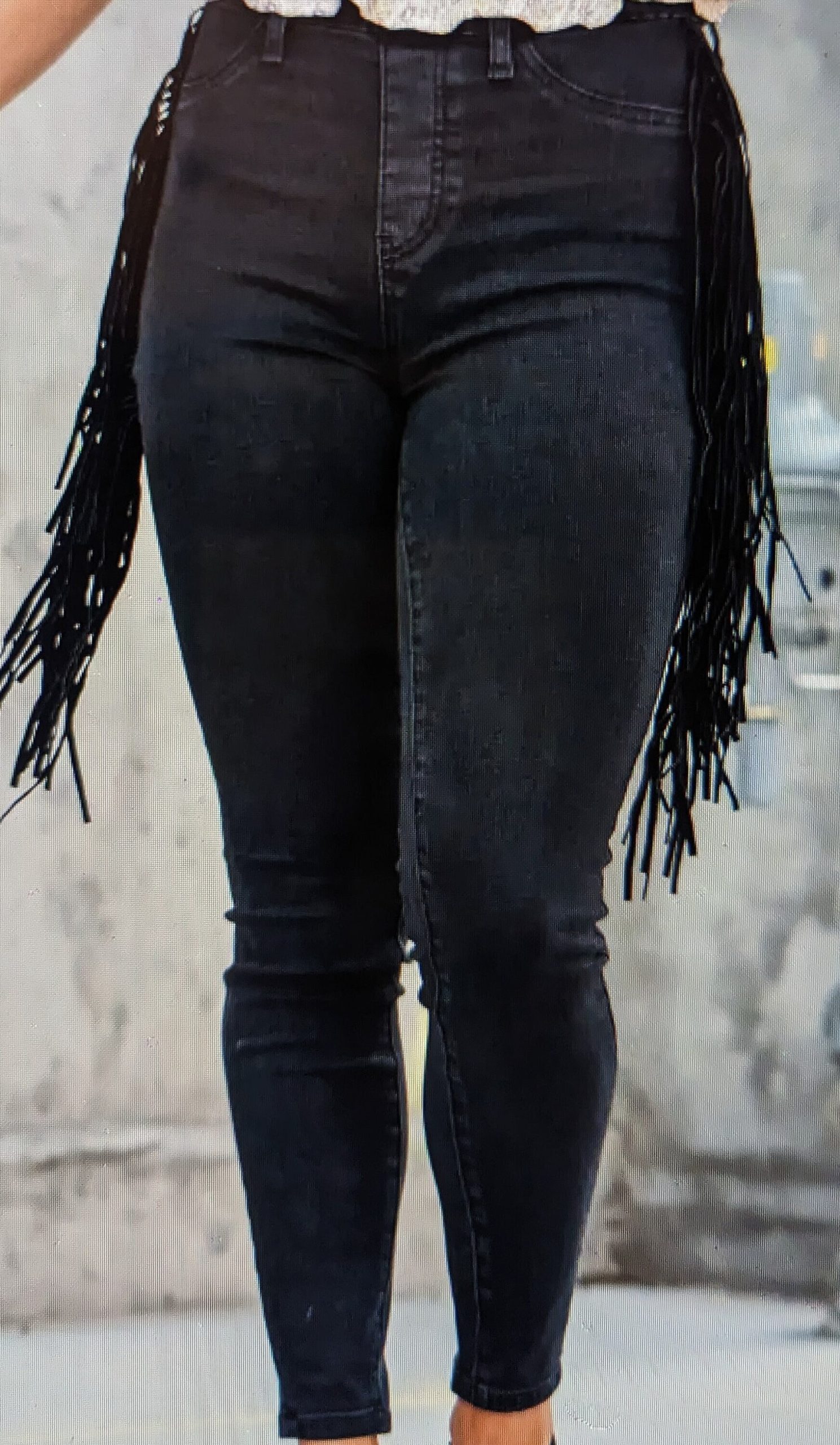 Black Jeans, Fringe Ladies Pull On Jeggings