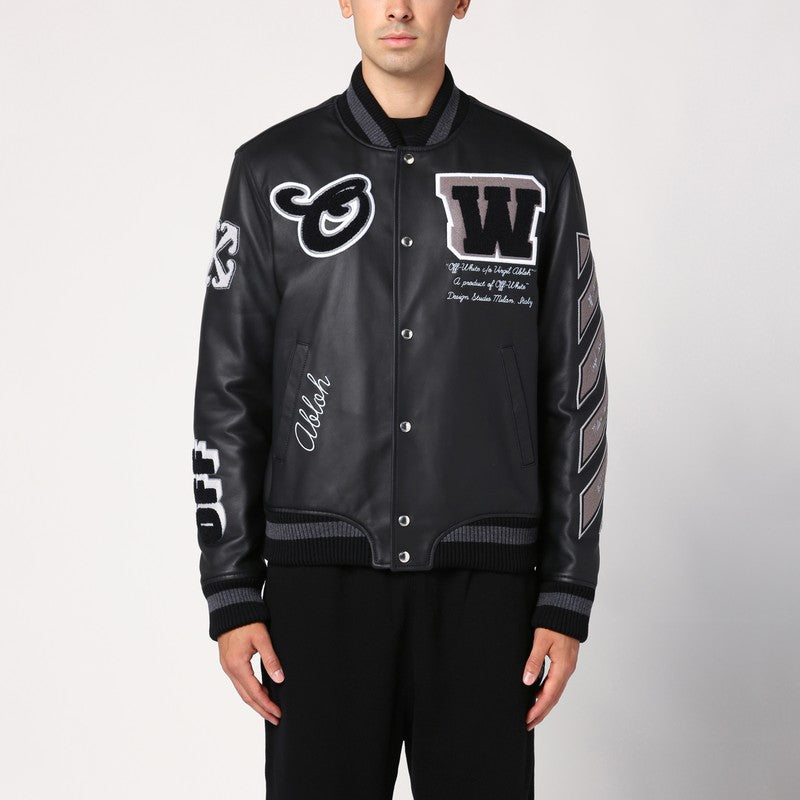 Black Leather Varsity Jacket