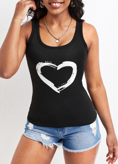 Black Scoop Neck Strappy Tank Top