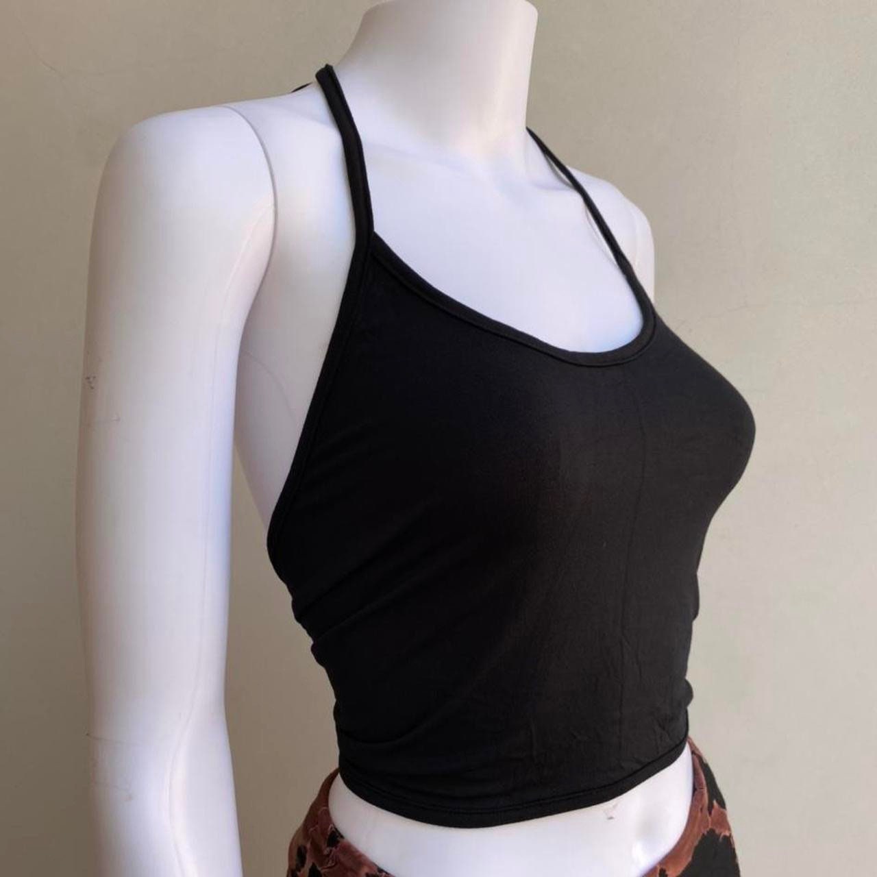 Black & Blue Solid Crop Top With Halter Neck, Open Back Tie Design, Summer, Rave, Festival Wear, Comfortable Stretchy Fabric