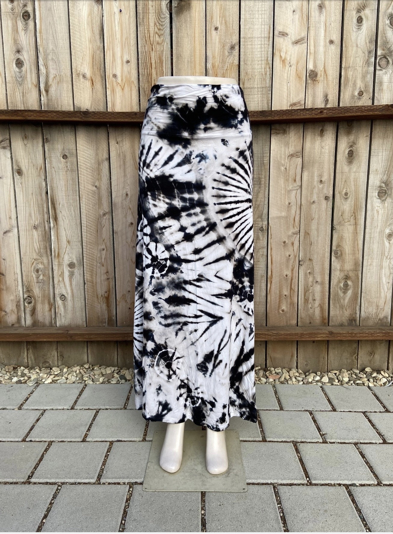 Black & Brown Tie Dye Maxi Skirt, Bohemian Mermaid Hippie Summer Skirt