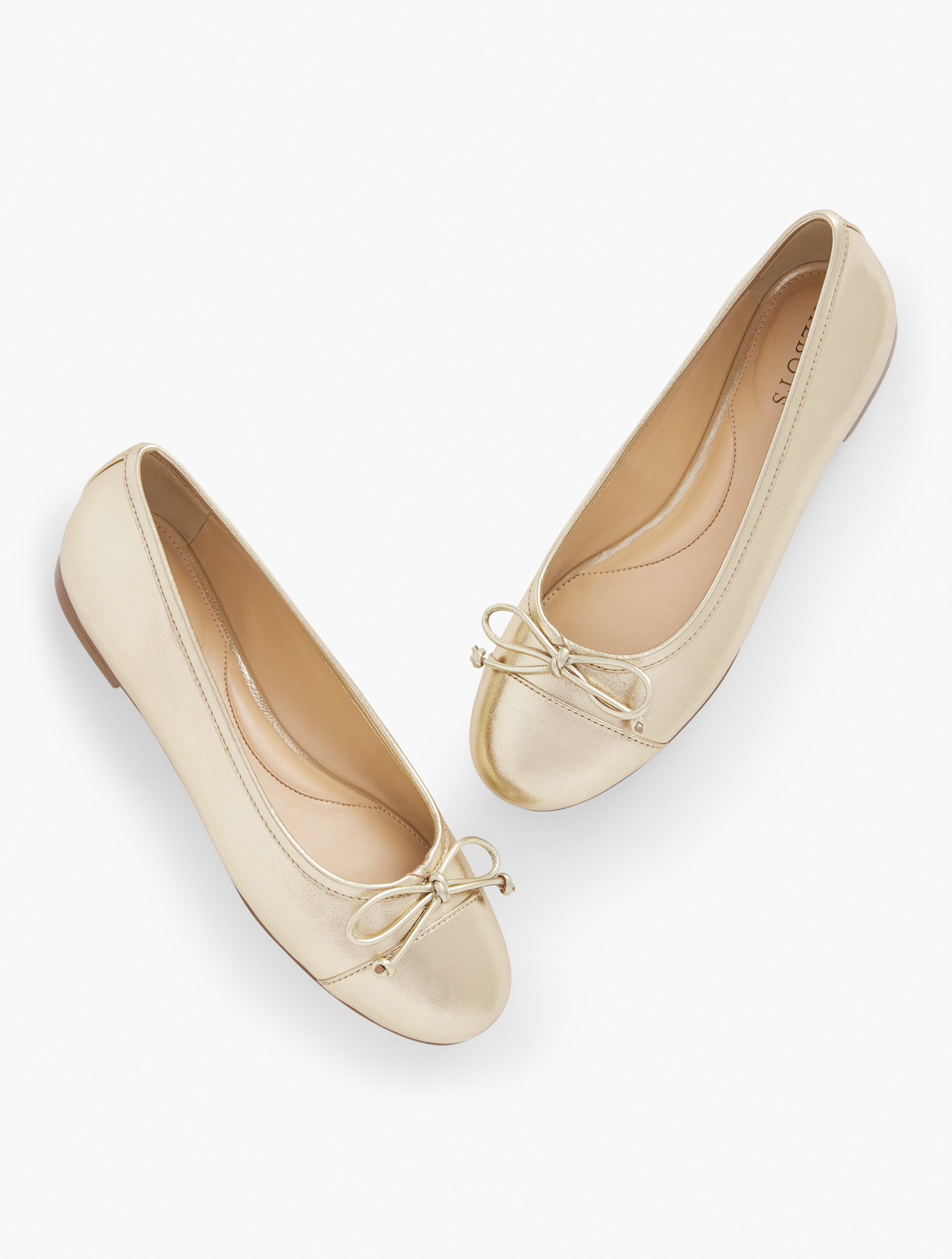 Blair Cap Toe Metallic Nappa Ballet Flats - Gold - 6 1/2 M Talbots