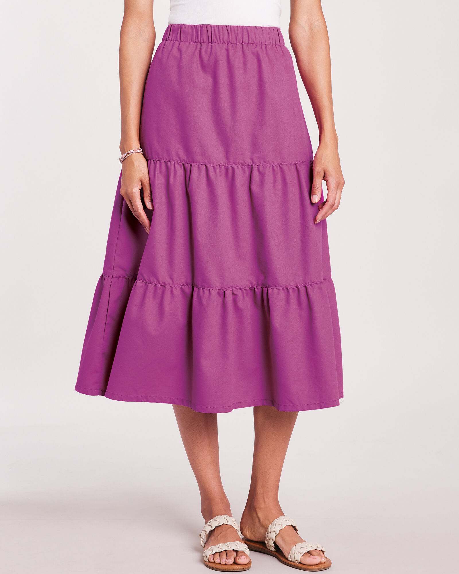 Blair Women's DenimLite Tiered Skirt - Purple - L - Misses