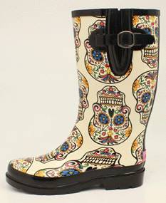 Blazin Roxx Ladies Rocki Sugar Skull Round Toe Rain Boots