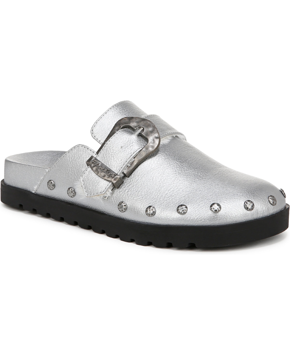 Blowfish Malibu Women's Skylar Cozy Slip On Clogs - Pewter Metallic Faux Leather