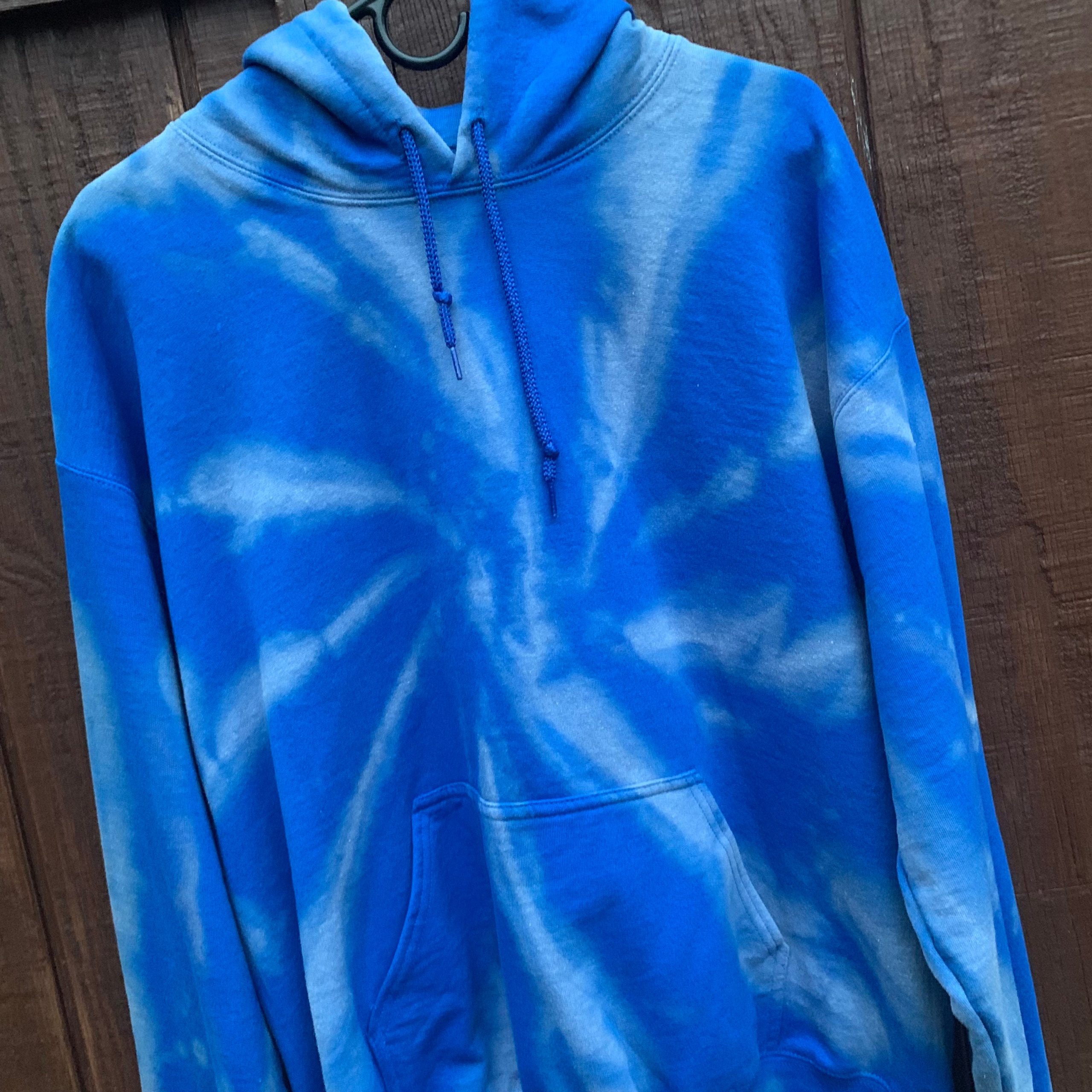 Blue Bleach Dye // Tie Sweatshirt Delaware Hoodie Acid Washed