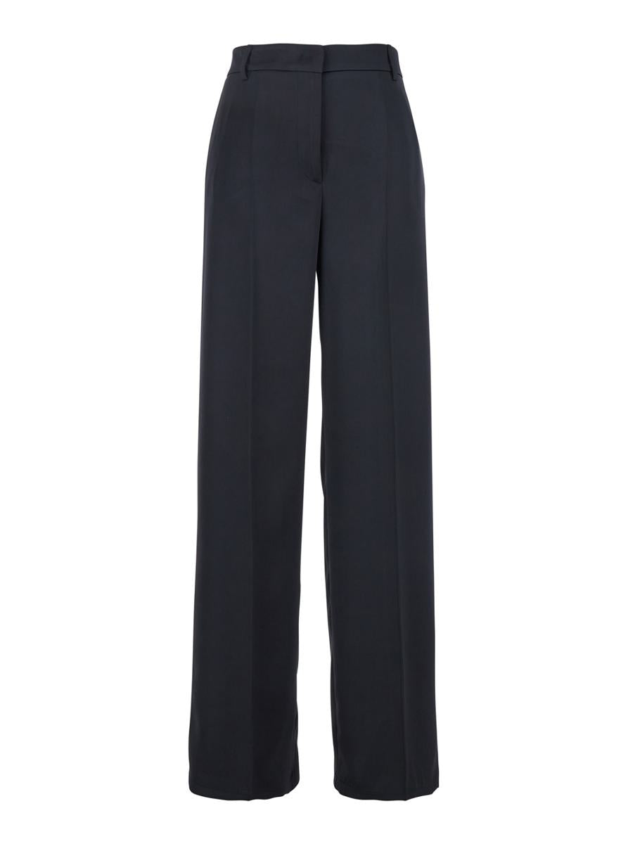 Blue Tailored Pants In Satin Woman