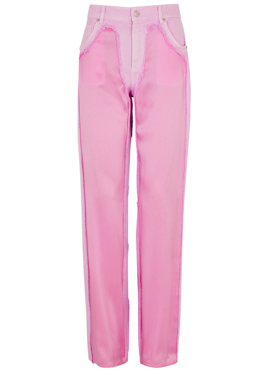 Blumarine Satin-panelled Wide-leg Jeans - Pink - 6