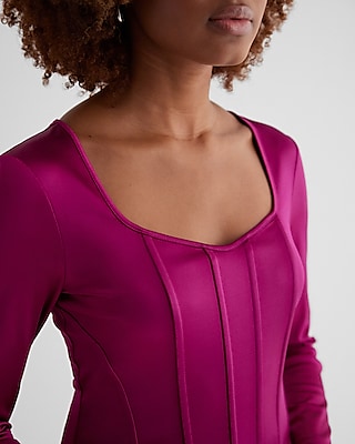 Body Contour Satin Long Sleeve Corset Top