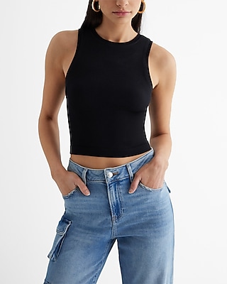 Body Contour Seamless Ribbed High Neck Crop Top