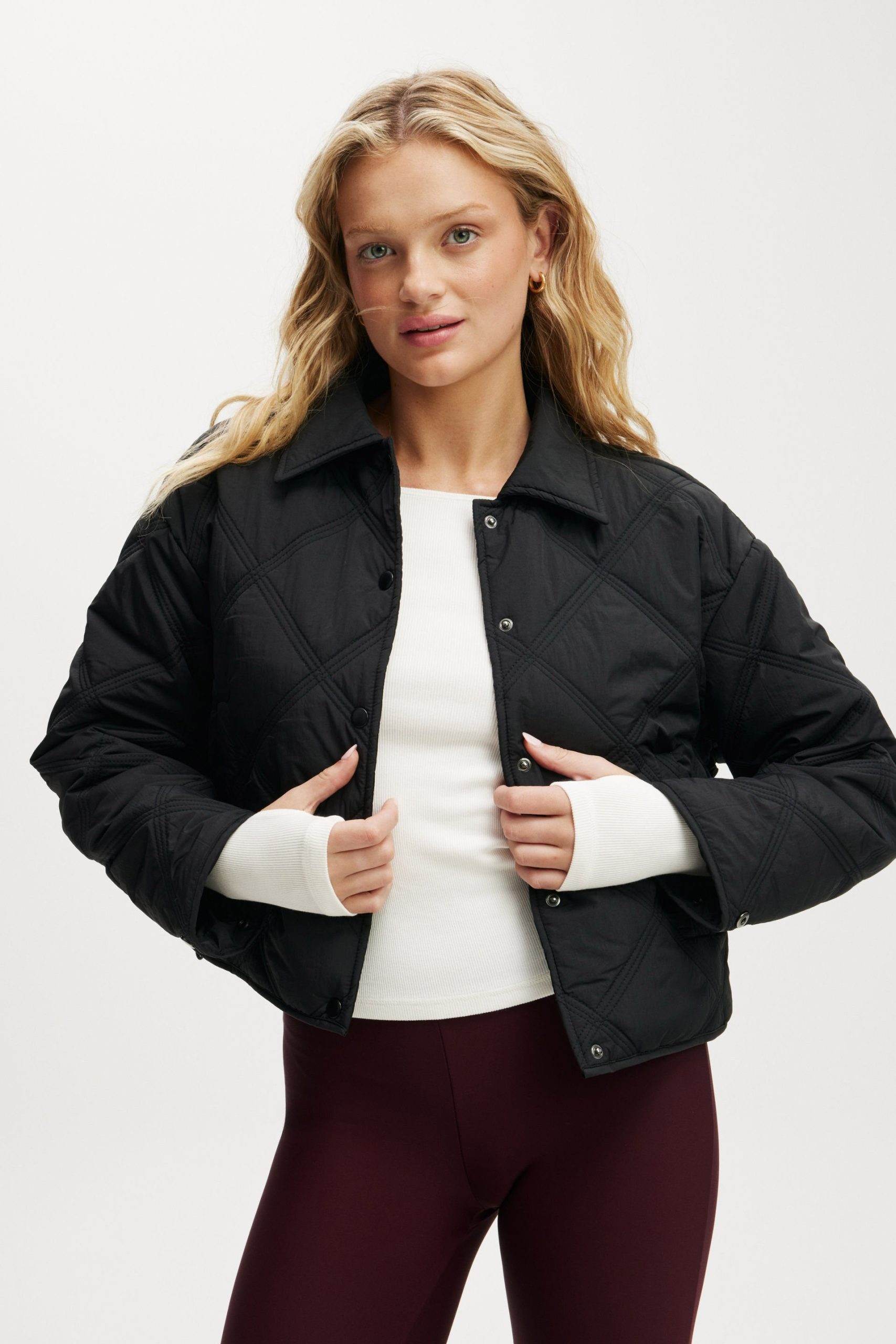 Body - The Mother Puffer Lightweight Quilted Jacket - Black