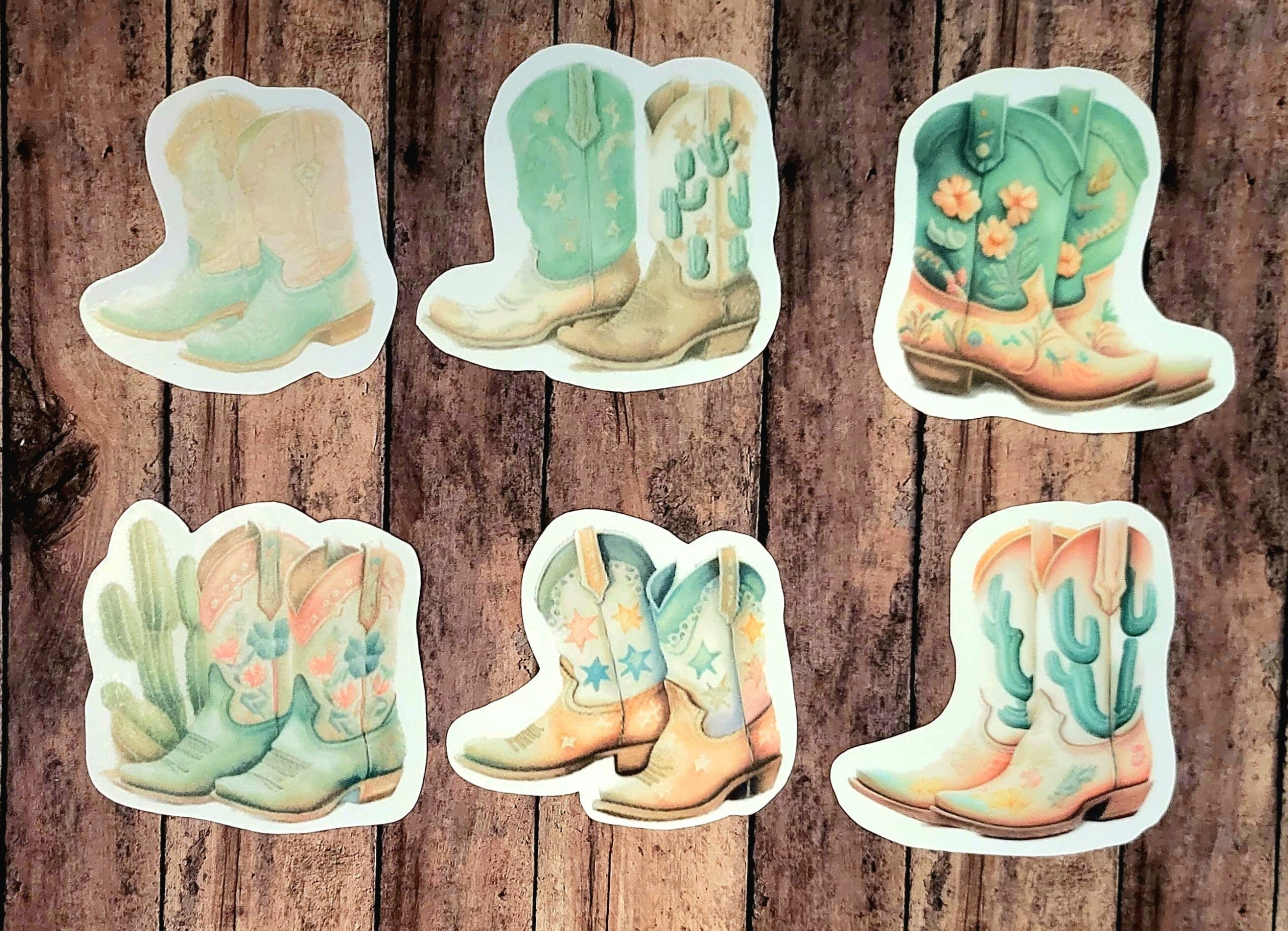 Boho Cowboy Boot Stickers, Set Of 24 Sticker, Journal Die Cut Boots, Cowboys