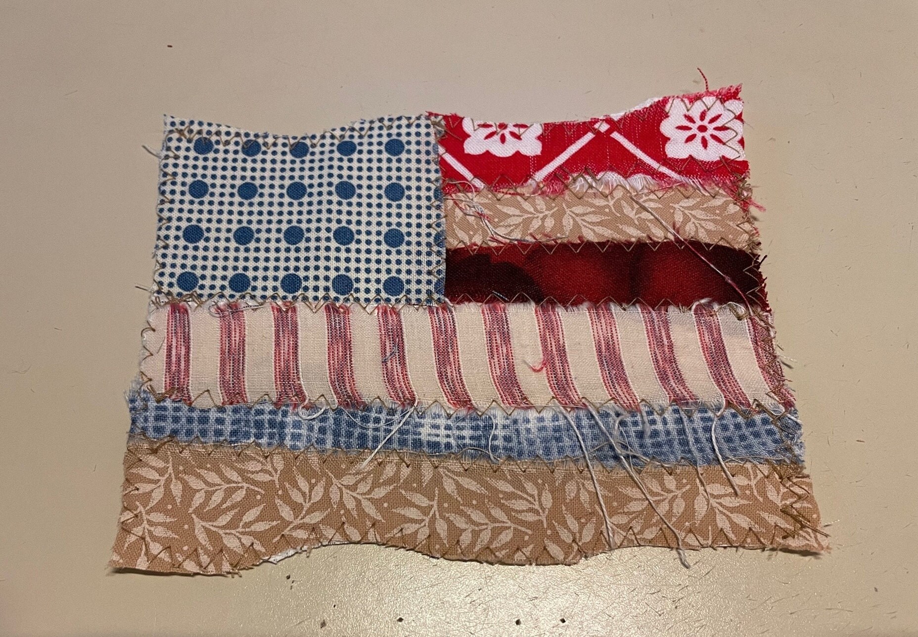 Boho Rustic American Flag Patchwork Patch, Cotton Handmade Fabric Patches For Jeans Jackets Totes Sweatshirts