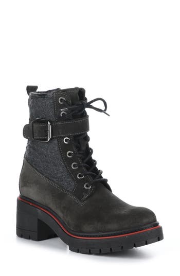 Bos. & Co. Zing Waterproof Combat Boot in Grey Suede/Flannel at Nordstrom Rack, Size 7-7.5Us / 38Eu