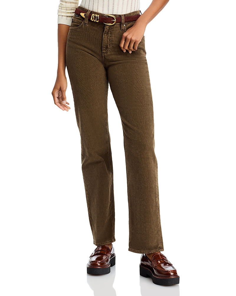 Boss Parkway High Rise Straight Leg Jeans in Marshland Green