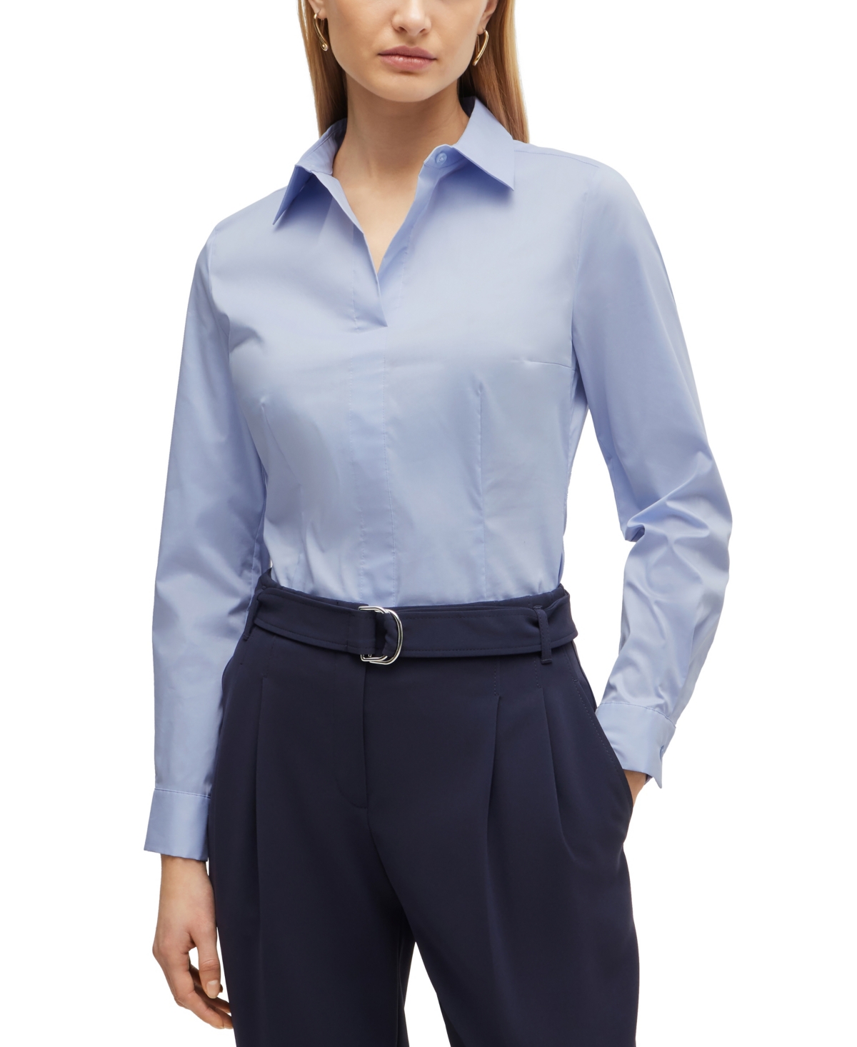 Boss by Hugo Boss Women's Slim-Fit Blouse - Light/Pastel Blue