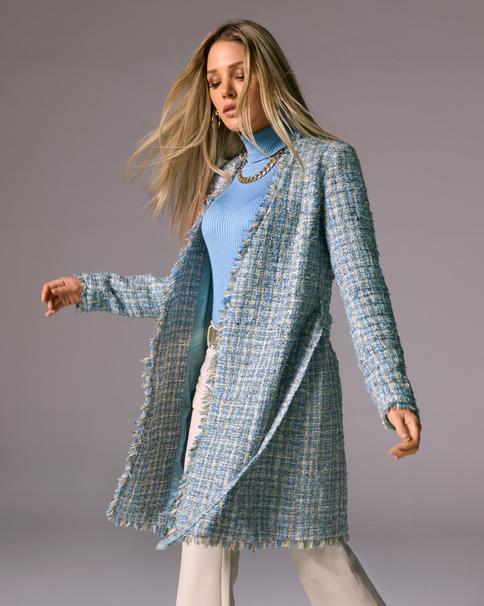 Boston Proper - Tweed Wrap Jacket Blue - 0