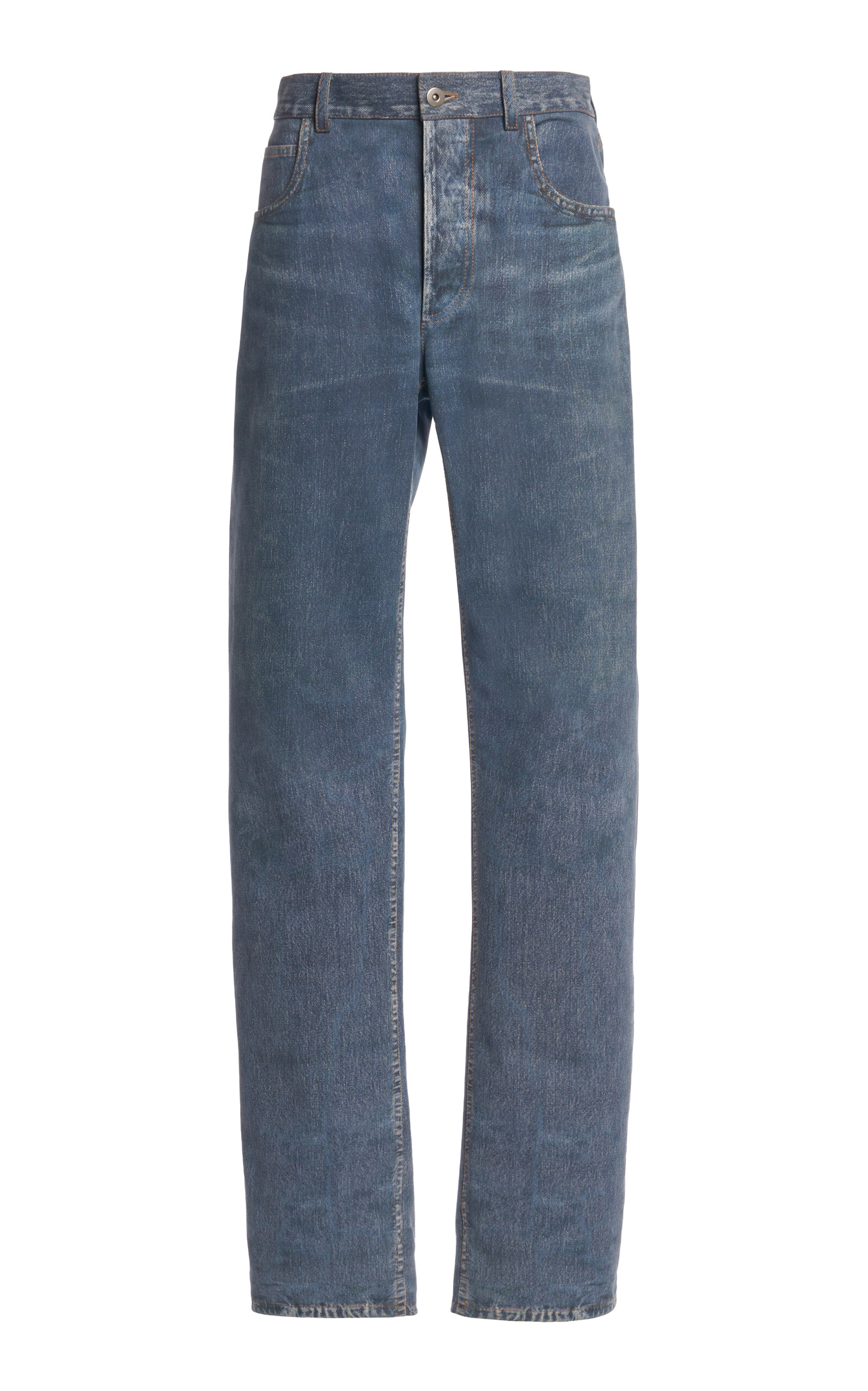 Bottega Veneta - Denim-Printed Leather Trousers - Blue - IT 40 - Moda Operandi