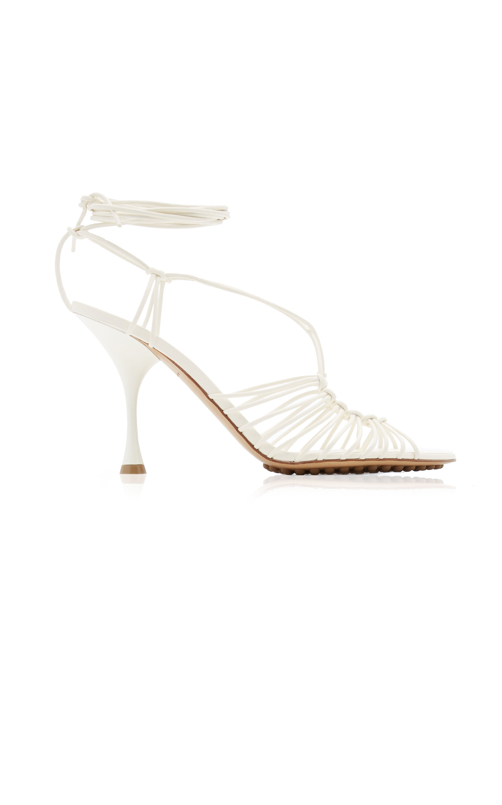 Bottega Veneta - Dot Lace-Up Leather Sandals - White - IT 36 - Moda Operandi