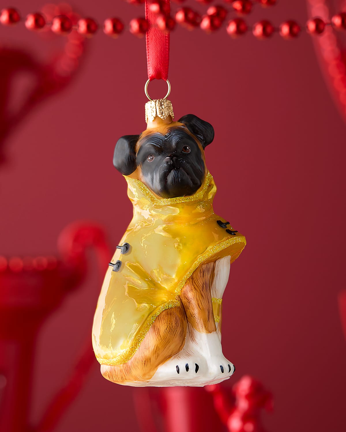 Boxer In Yellow Raincoat Christmas Ornament