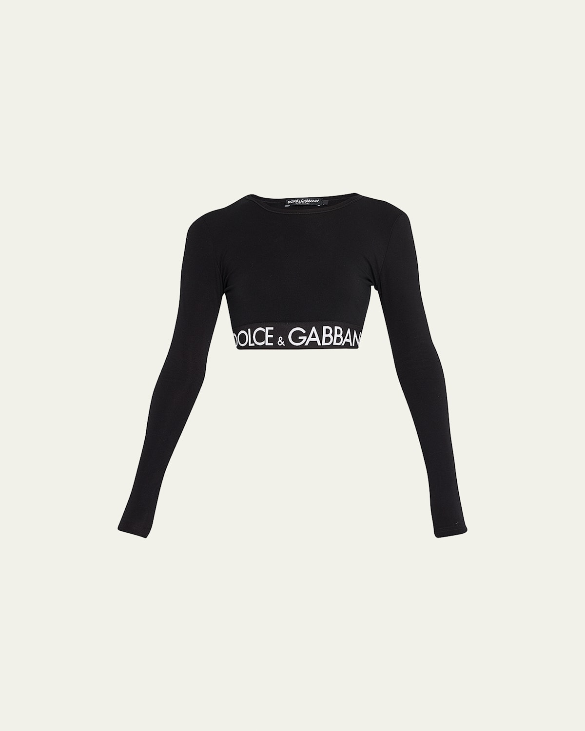 Branded Elastic Long-Sleeve Crop Top