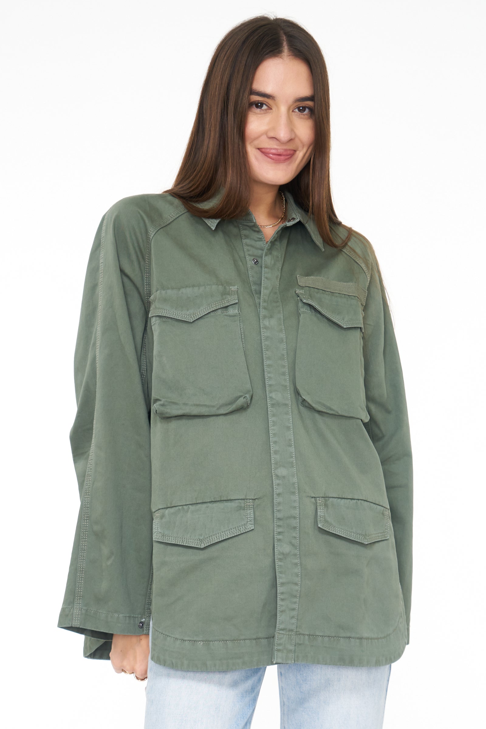 Briana Oversized Utility Jacket - Vine