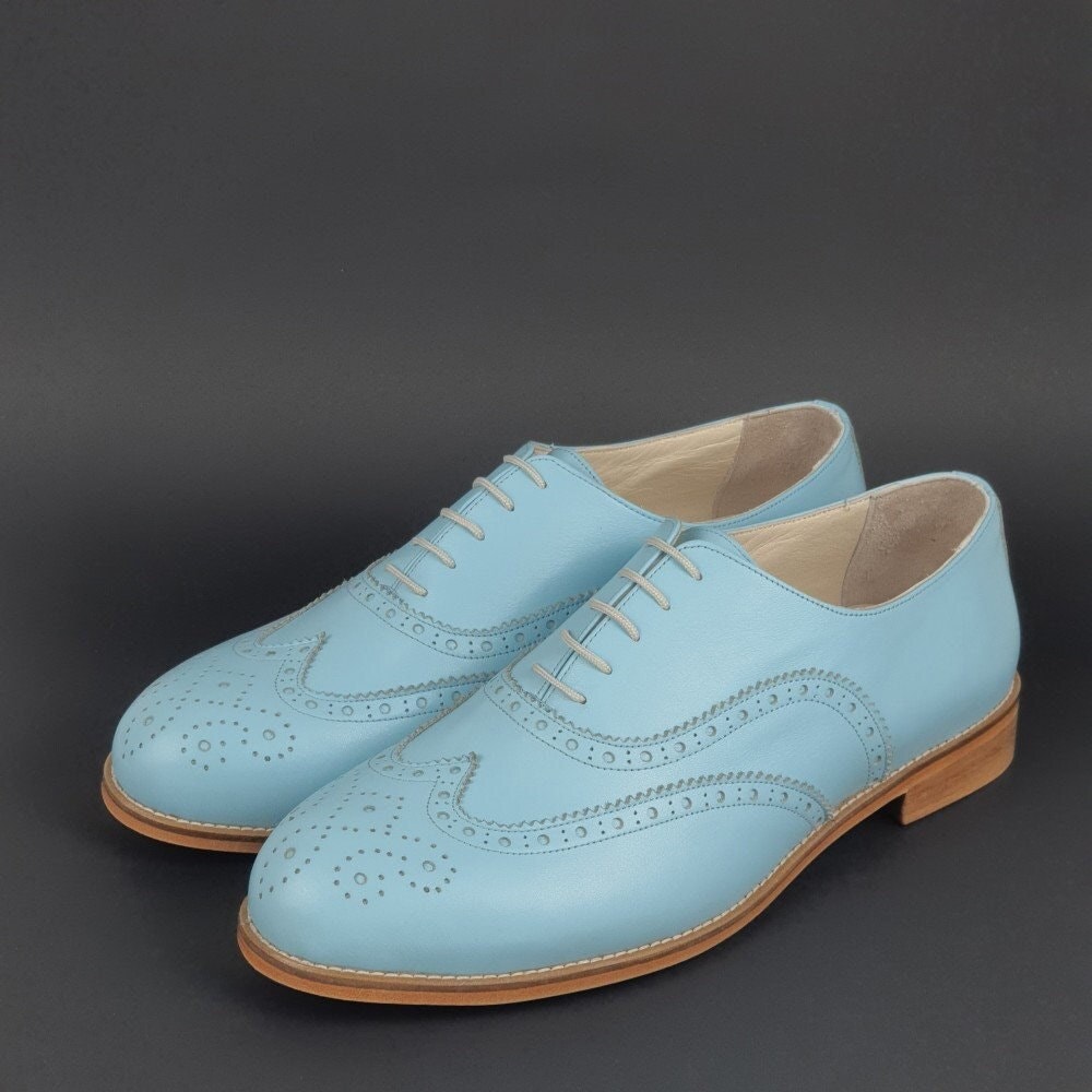 Brogue in Baby Blue Leather | Unisex Swing Dance Shoes Vintage Customized Harlem