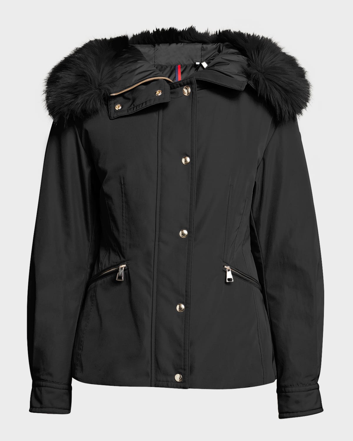 Bron Short Parka Jacket with Faux Fur Trim