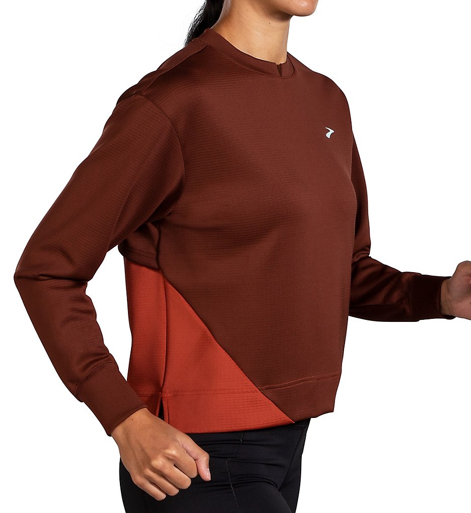 Brooks Women's Run Within Lightweight Pocket Sweatshirt in Red | Plus Size Large | HerRoom.com