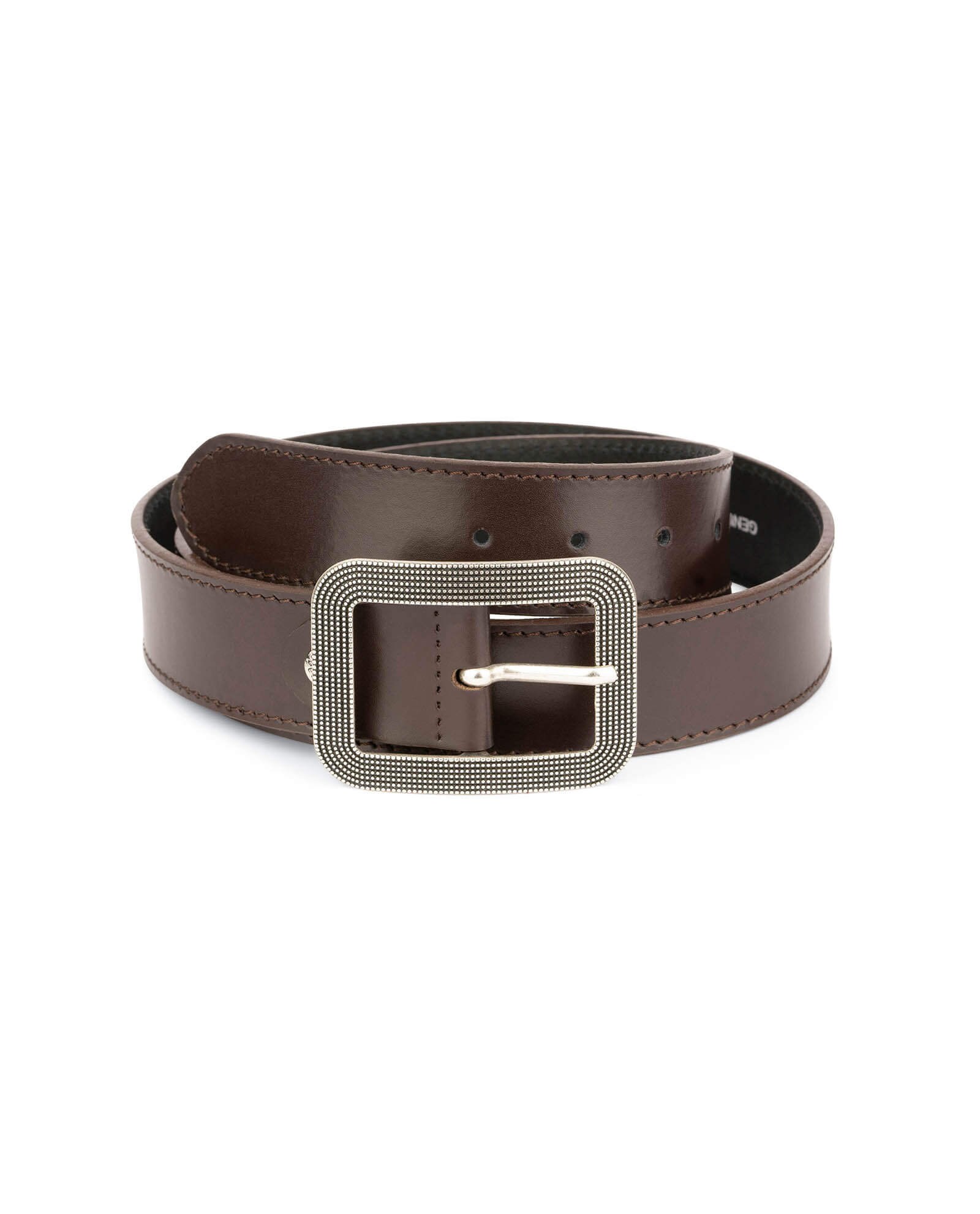 Brown Thick Womens Belt - Women's For Jeans Leather Oval Buckle Casual