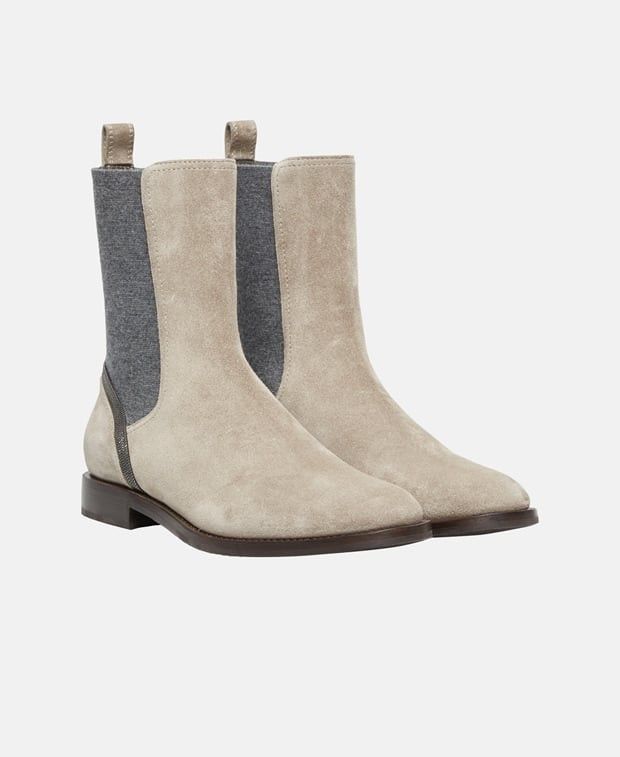 Brunello Cucinelli Chelsea Boots in Beige, Women's (Size 10)