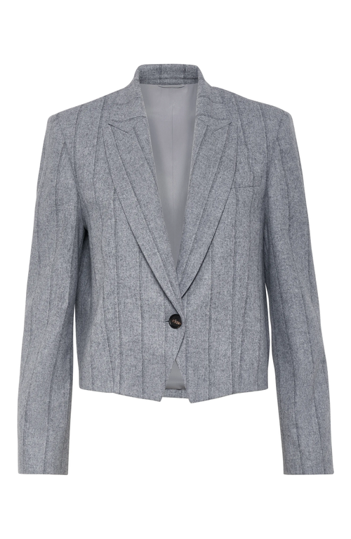 Brunello Cucinelli Cropped blazer with monili in Light Grey at Nordstrom, Size 34 It