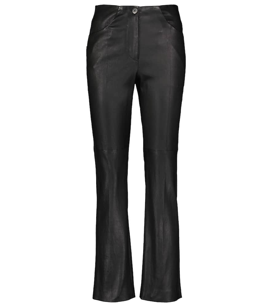 Brunello Cucinelli High-rise leather bootcut pants