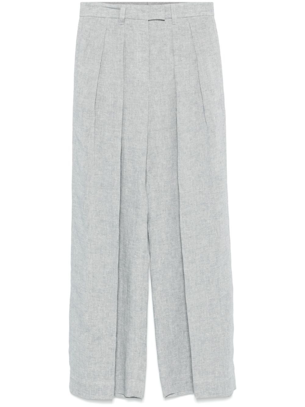 Brunello Cucinelli Linen Wide-Leg Trousers in Mixed Colours, Women's (Size 30)