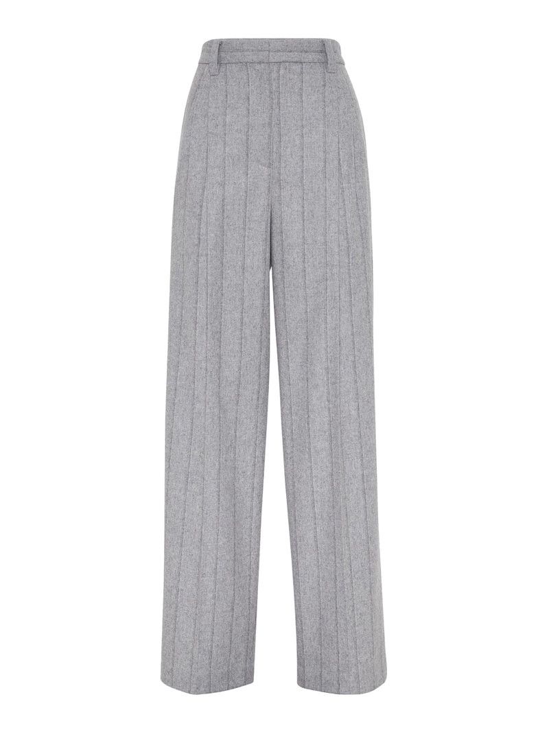 Brunello Cucinelli Pleat-Detailing Straight-Leg Trousers in Grey, Women's (Size 30)