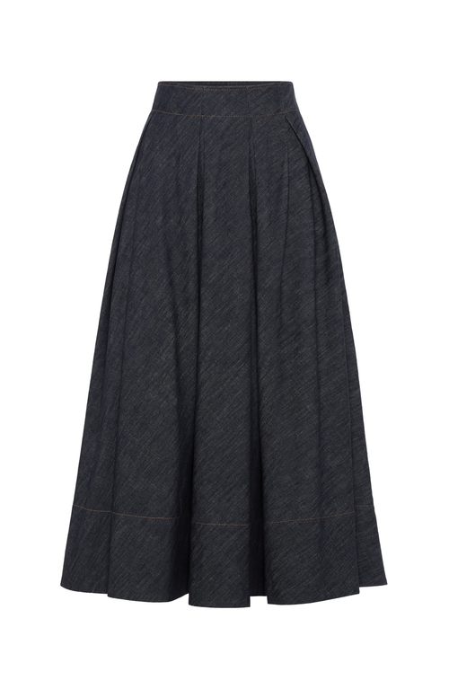 Brunello Cucinelli Pleated Circle skirt in Dark Denim at Nordstrom, Size 36 It