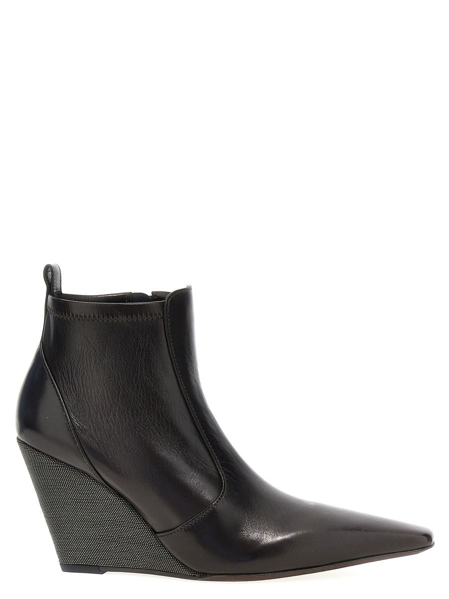 Brunello Cucinelli 'Prescious Heel' Wedge Ankle Boots