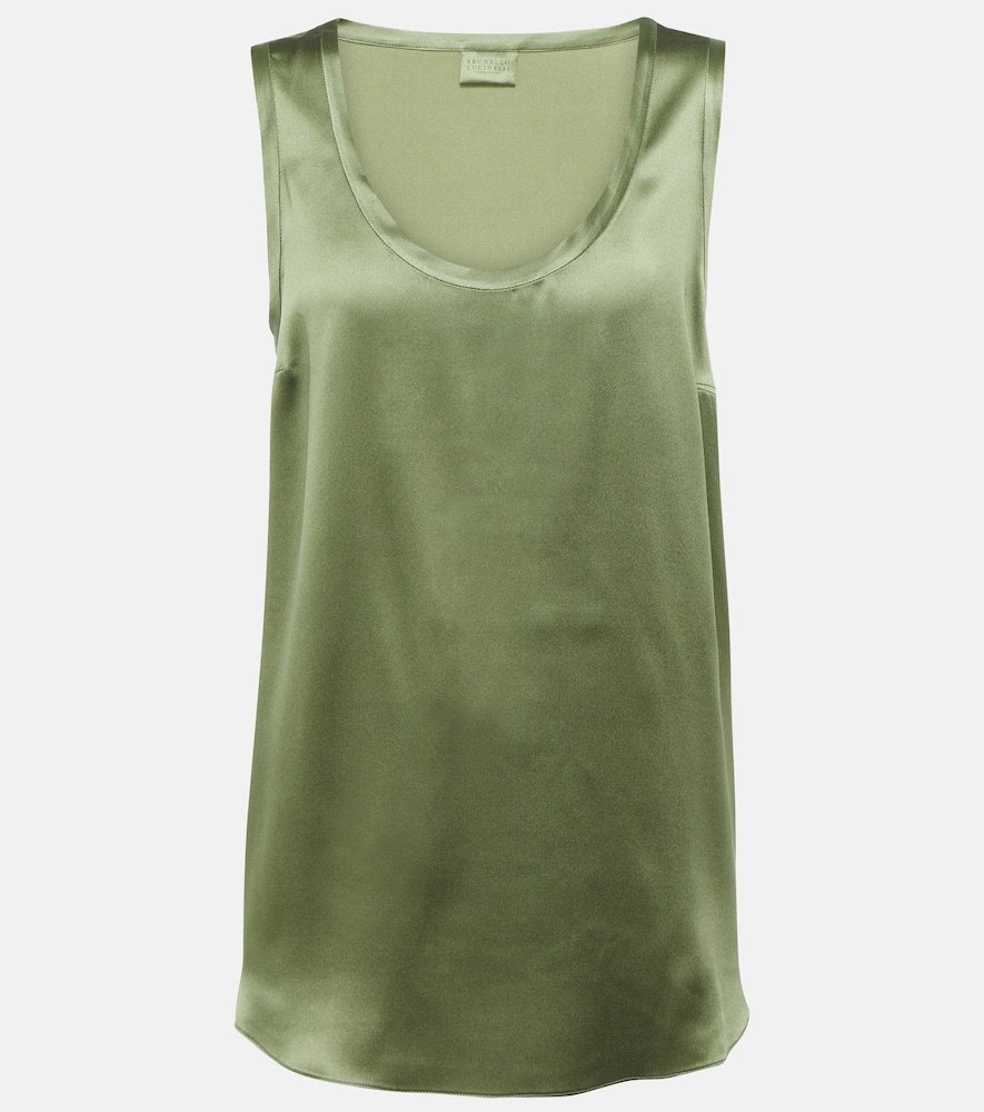 Brunello Cucinelli Silk-blend satin tank top