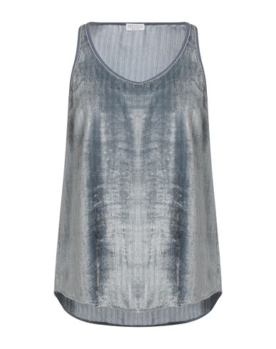 Brunello Cucinelli Woman Tank top Pastel blue Size M Viscose, Silk