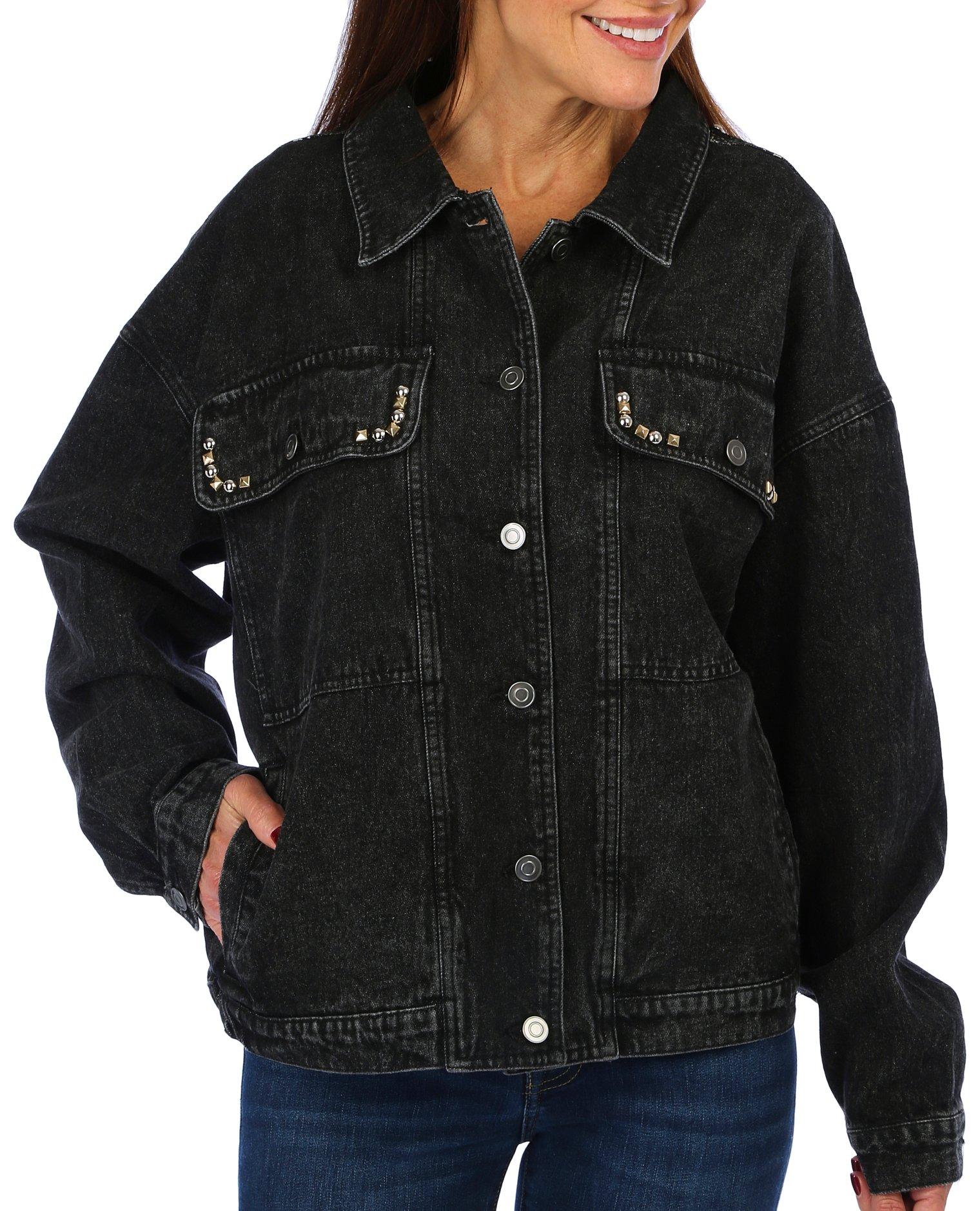 Bunulu Womens Embroidered Fringe Denim Jacket