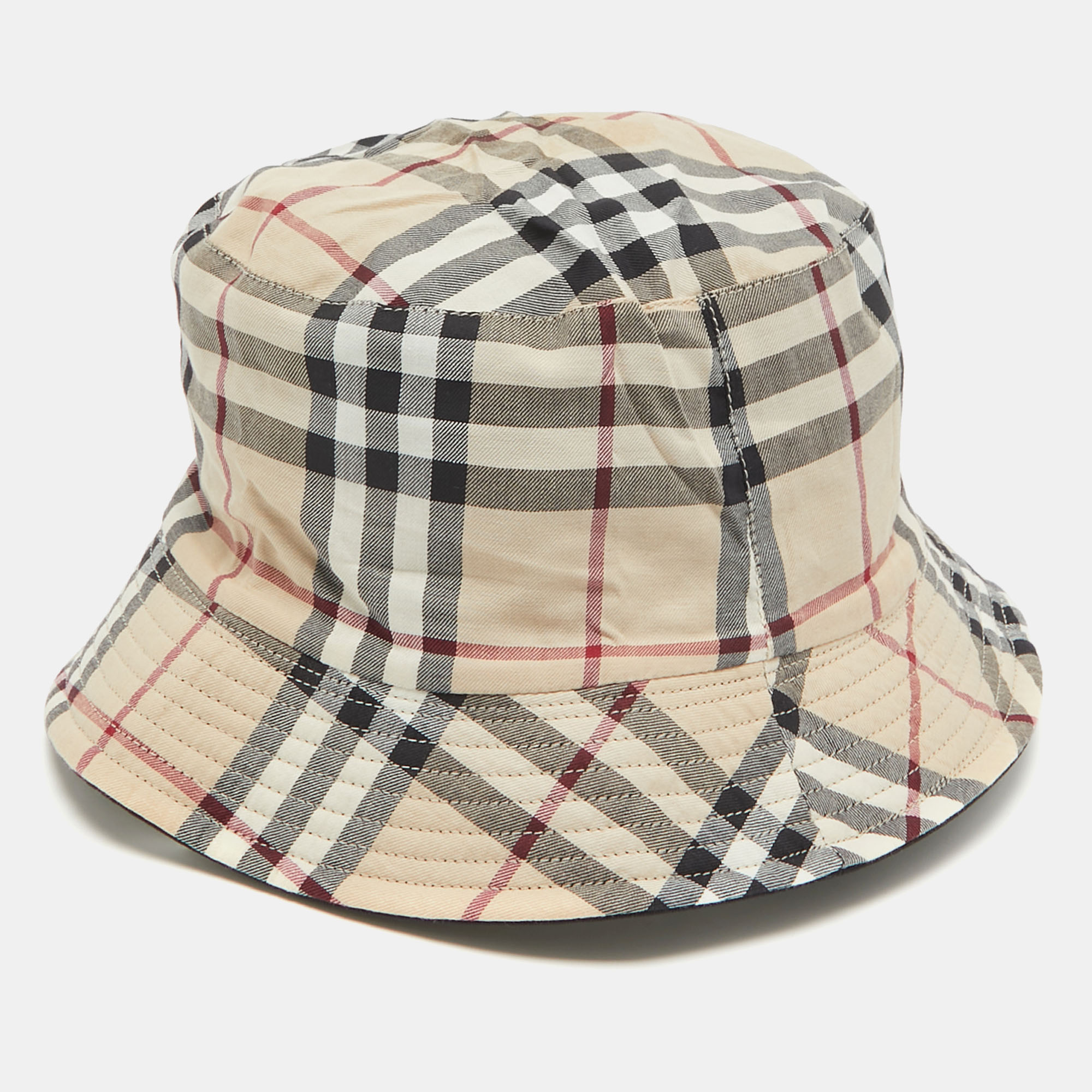 Burberry Beige Vintage Check Cotton Bucket Hat