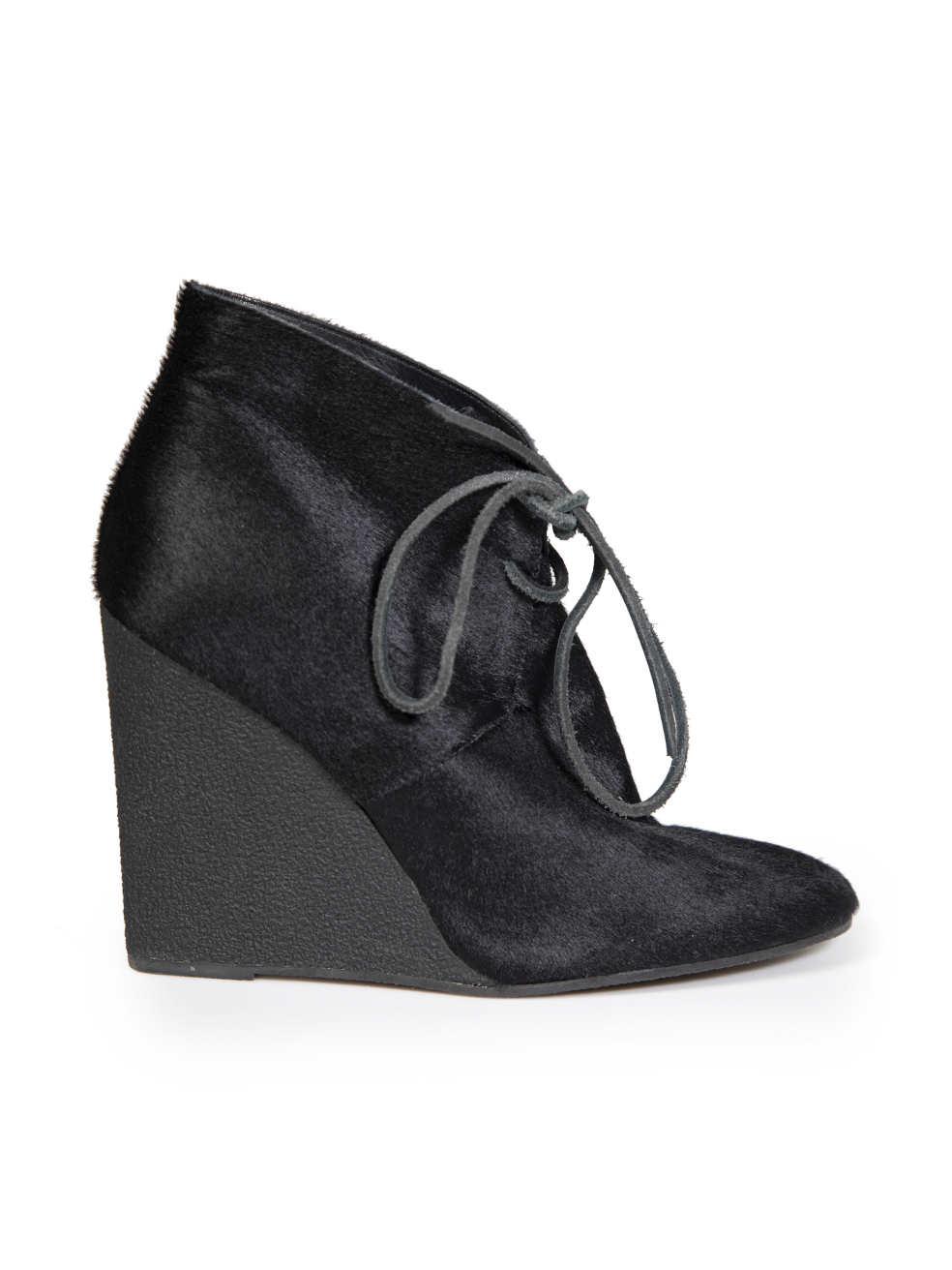 Burberry Black Calf Hair Benton Wedge Boots