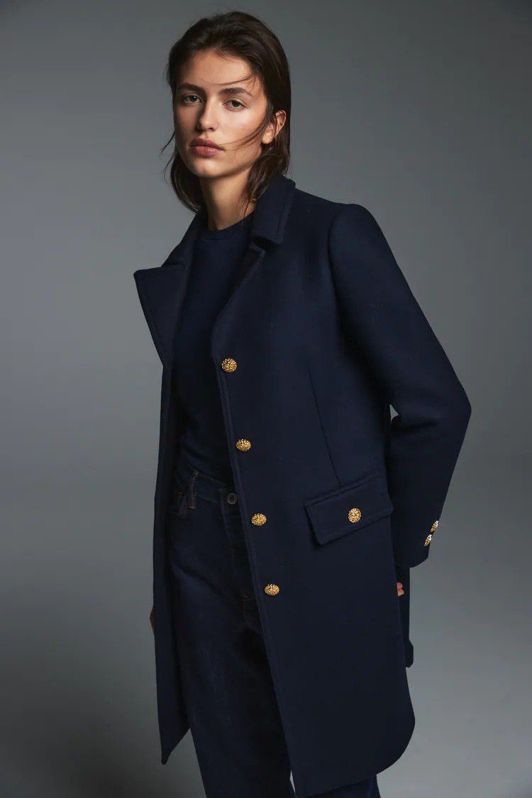 Burberry Brit Military Navy Wool Coat in Deep Blue, Women's (Size Medium)