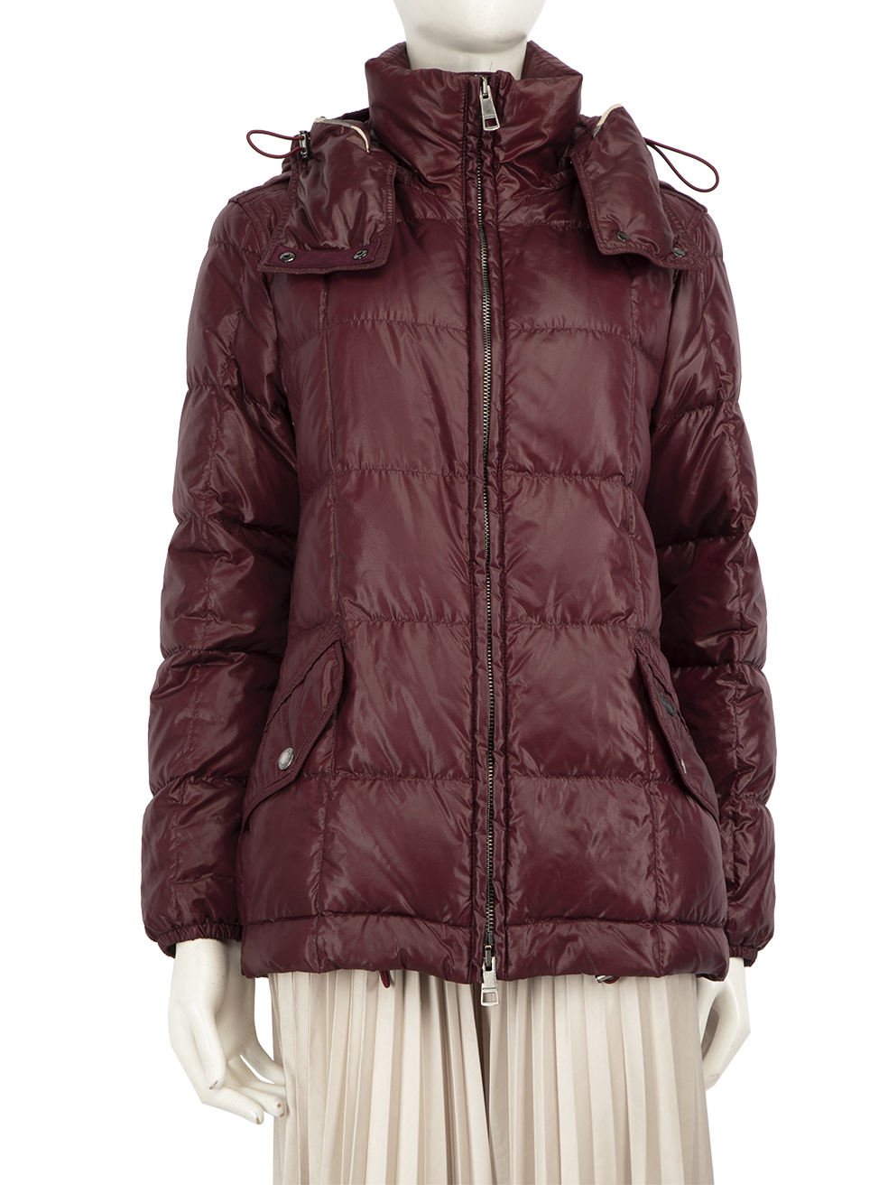 Burberry Burgundy Hooded Puffer Coat