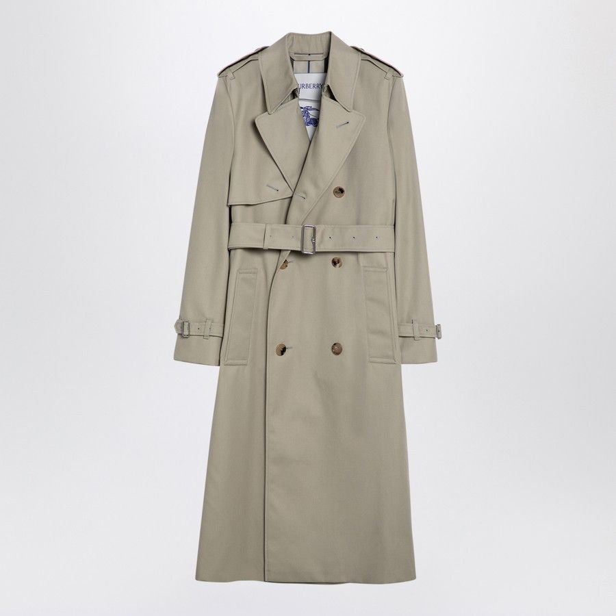 Burberry O1D2Blof0824 Double-Breasted Belt Coat In Light Green, Women's (Size Small)