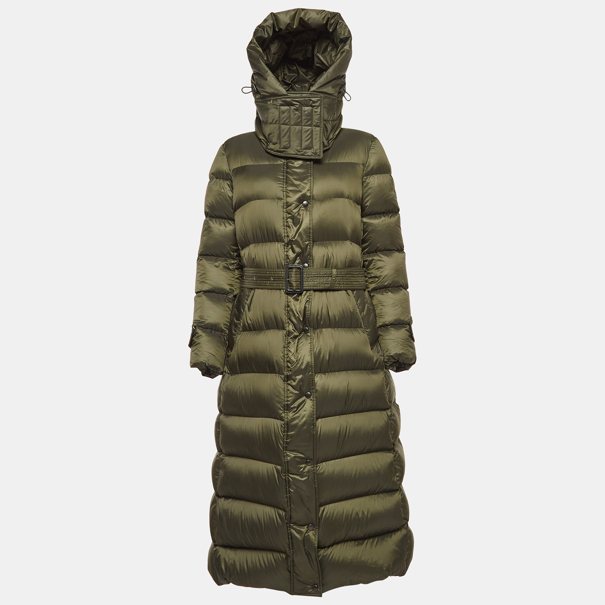 Burberry Olive Green Synthetic Quilted Puffer Down Coat M