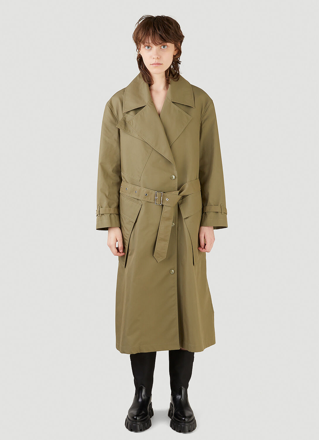 Burberry Oversized Trench Coat - Woman Coats Green Uk - 04