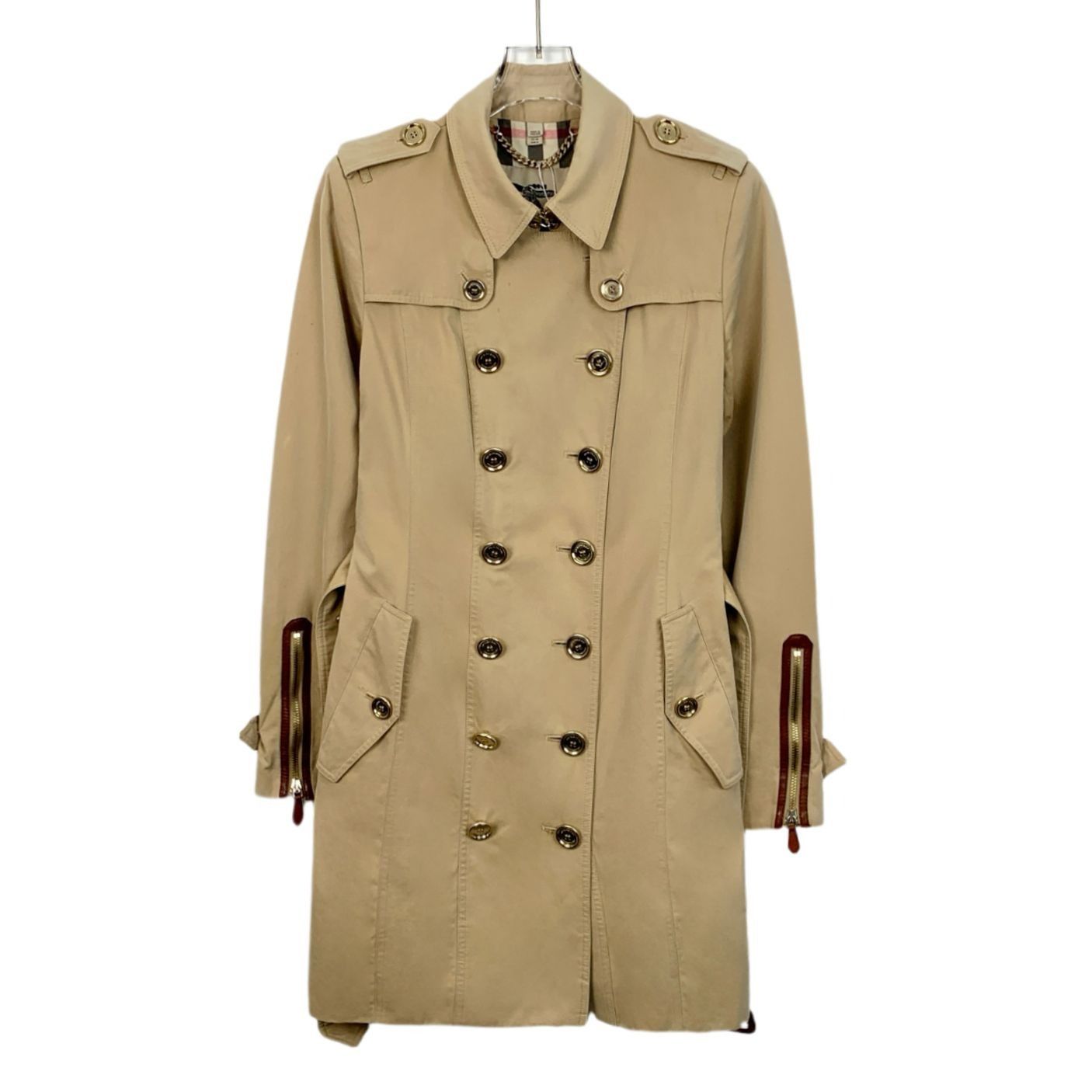 Burberry Womens Trench Coat Beige Double-Breasted Button Clo (Size Medium)