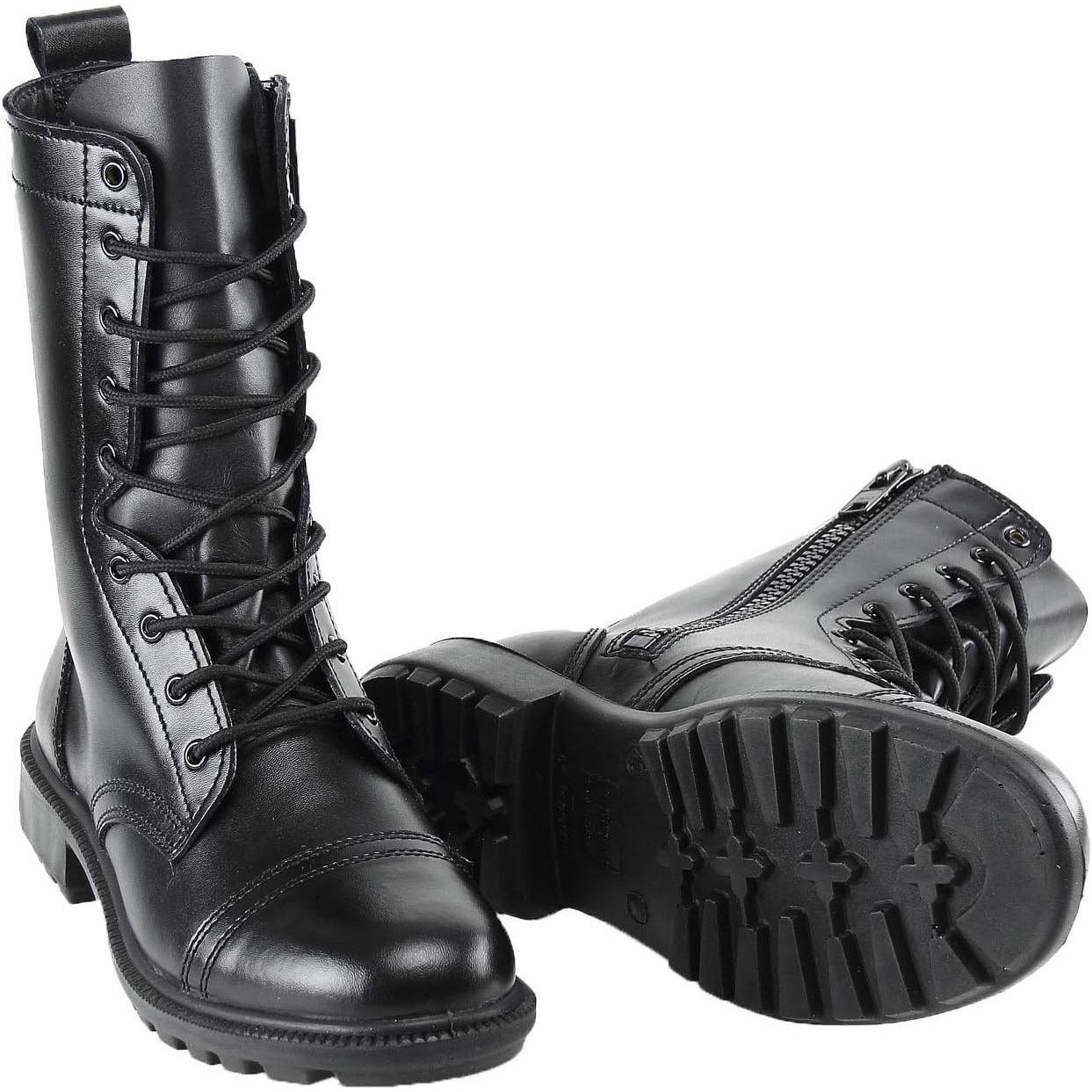 Burgan Lace Up Combat Jump Military Boots Black W8 / M7, Women's