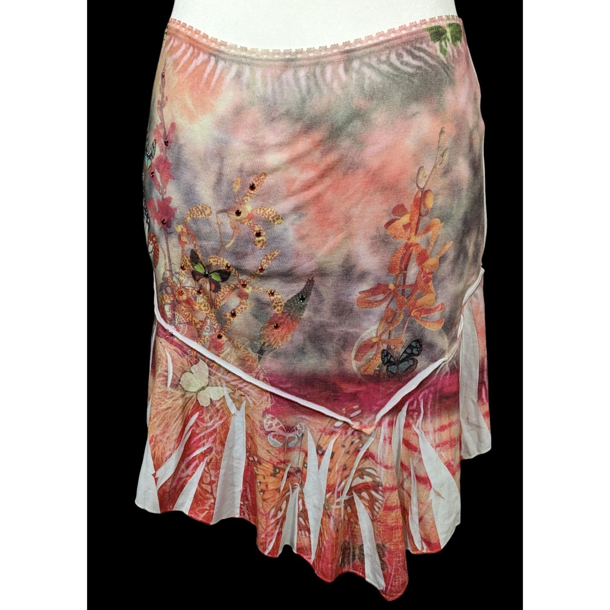 Butterfly Fairy Festival Asymmetrical Skirt By Ivy Clothing in Ornge, Women's (Size 24)